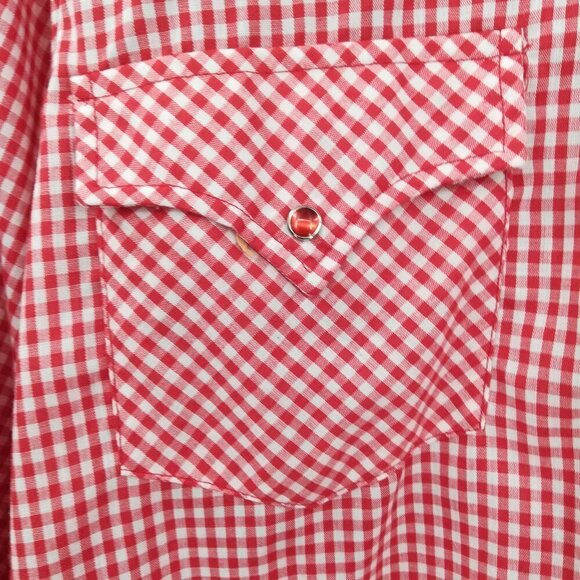 Dickson Jenkins Vintage Pearl Snap Gingham Plaid Shirt Size M/L? Western Red - Picture 11 of 12